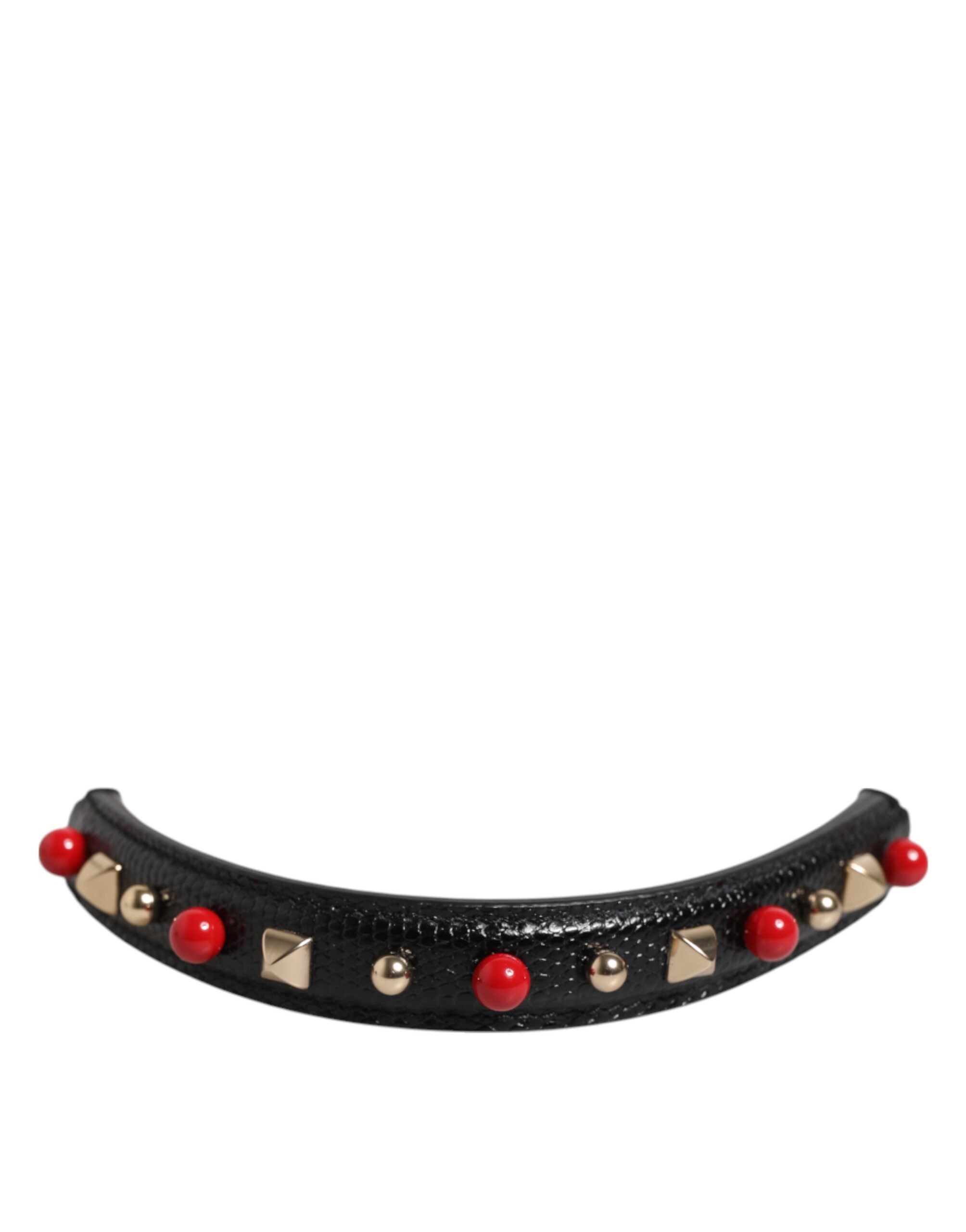 Dolce & Gabbana Dolce & Gabbana Black Embellished Leather Bag Handle Women Shoulder Women's Strap