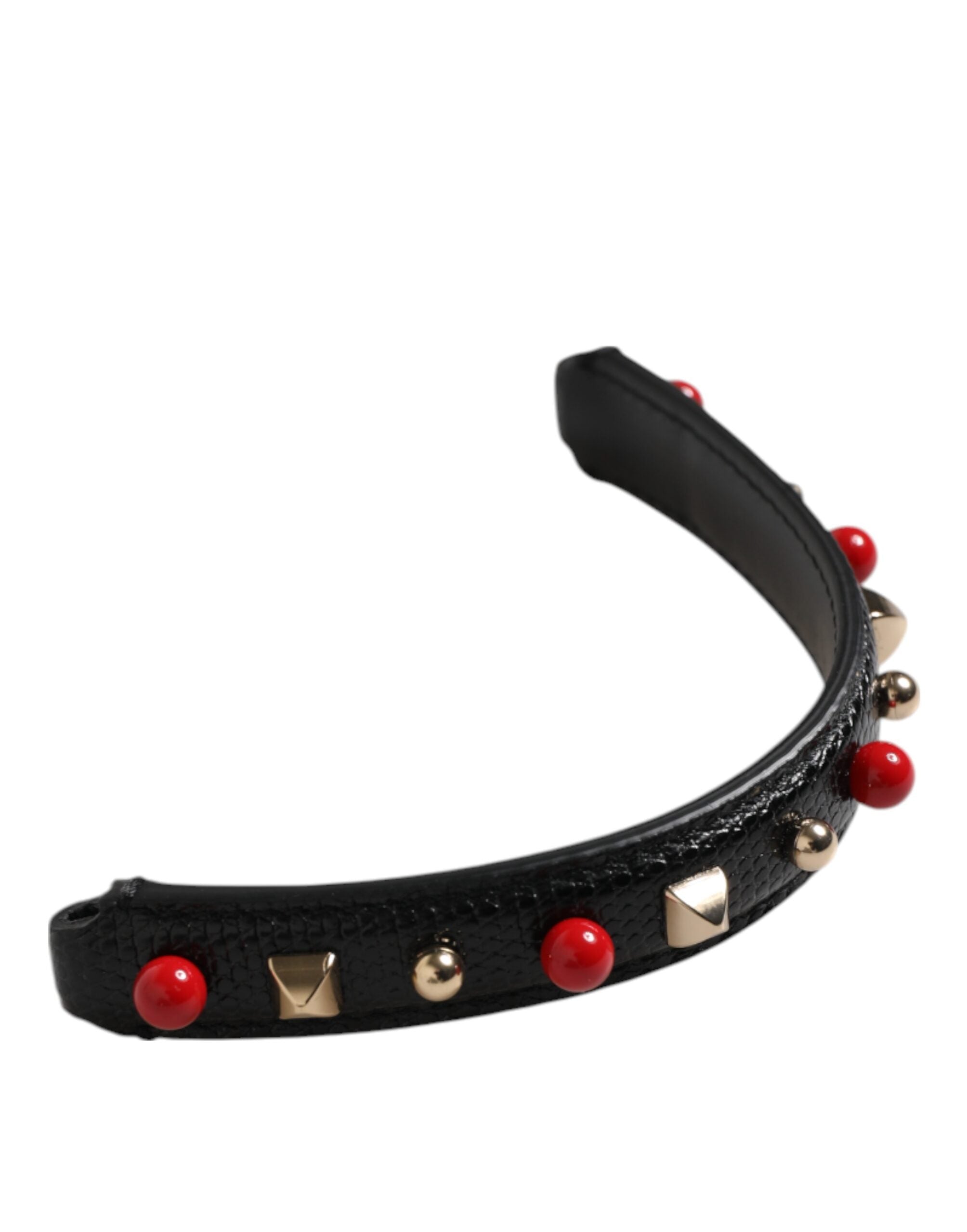 Dolce & Gabbana Dolce & Gabbana Black Embellished Leather Bag Handle Women Shoulder Women's Strap