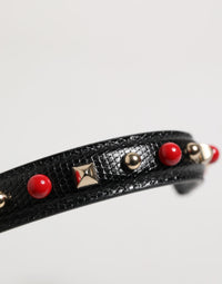 Dolce & Gabbana Dolce & Gabbana Black Embellished Leather Bag Handle Women Shoulder Women's Strap