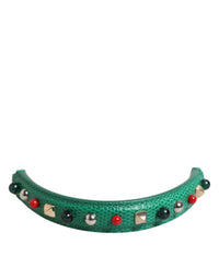 Dolce & Gabbana Dolce & Gabbana Green Embellished Leather Bag Handle Women Shoulder Women's Strap