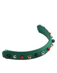 Dolce & Gabbana Dolce & Gabbana Green Embellished Leather Bag Handle Women Shoulder Women's Strap