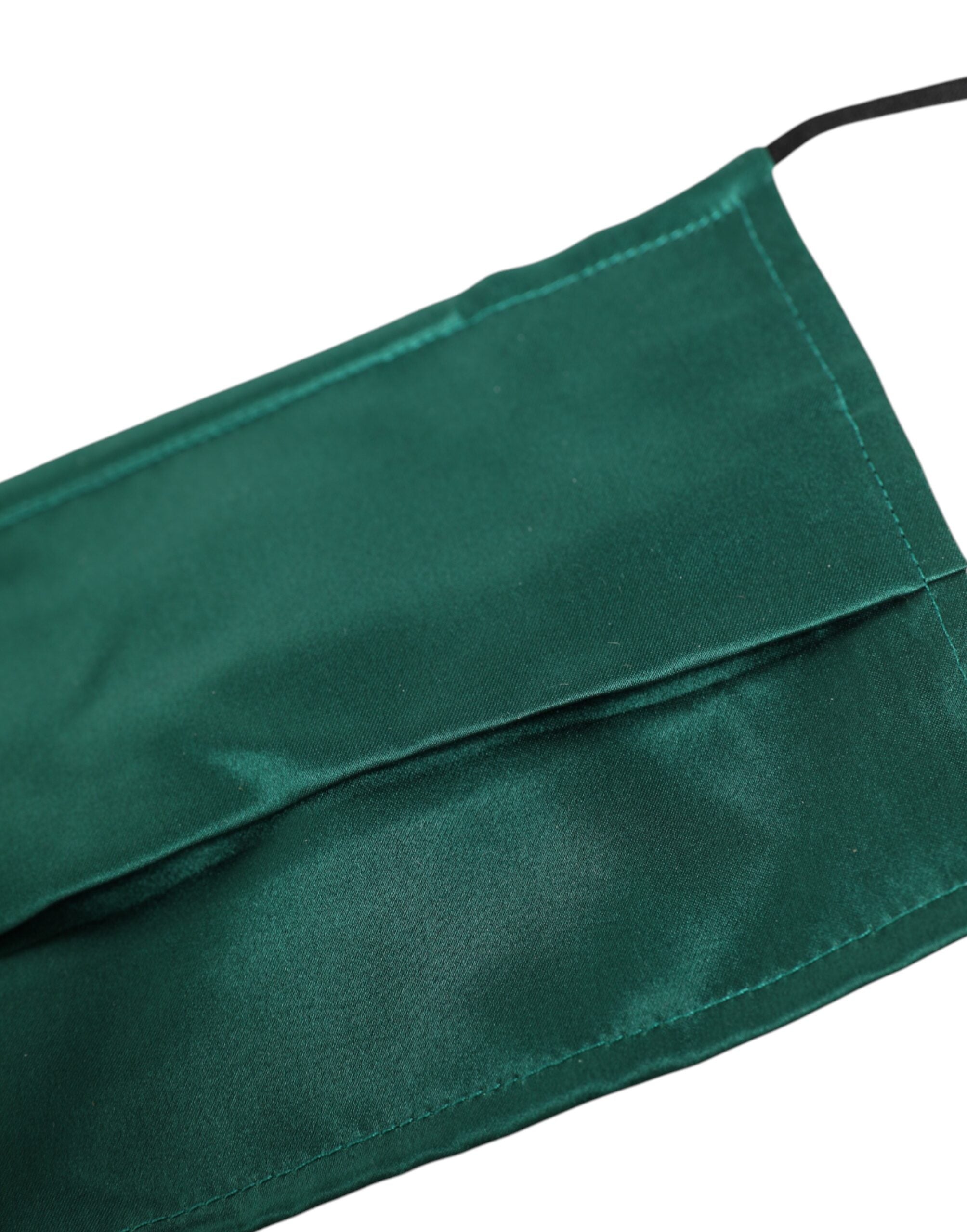 Dolce & Gabbana Dolce & Gabbana Green Silk Pleated Elastic Ear Strap Face  Mask