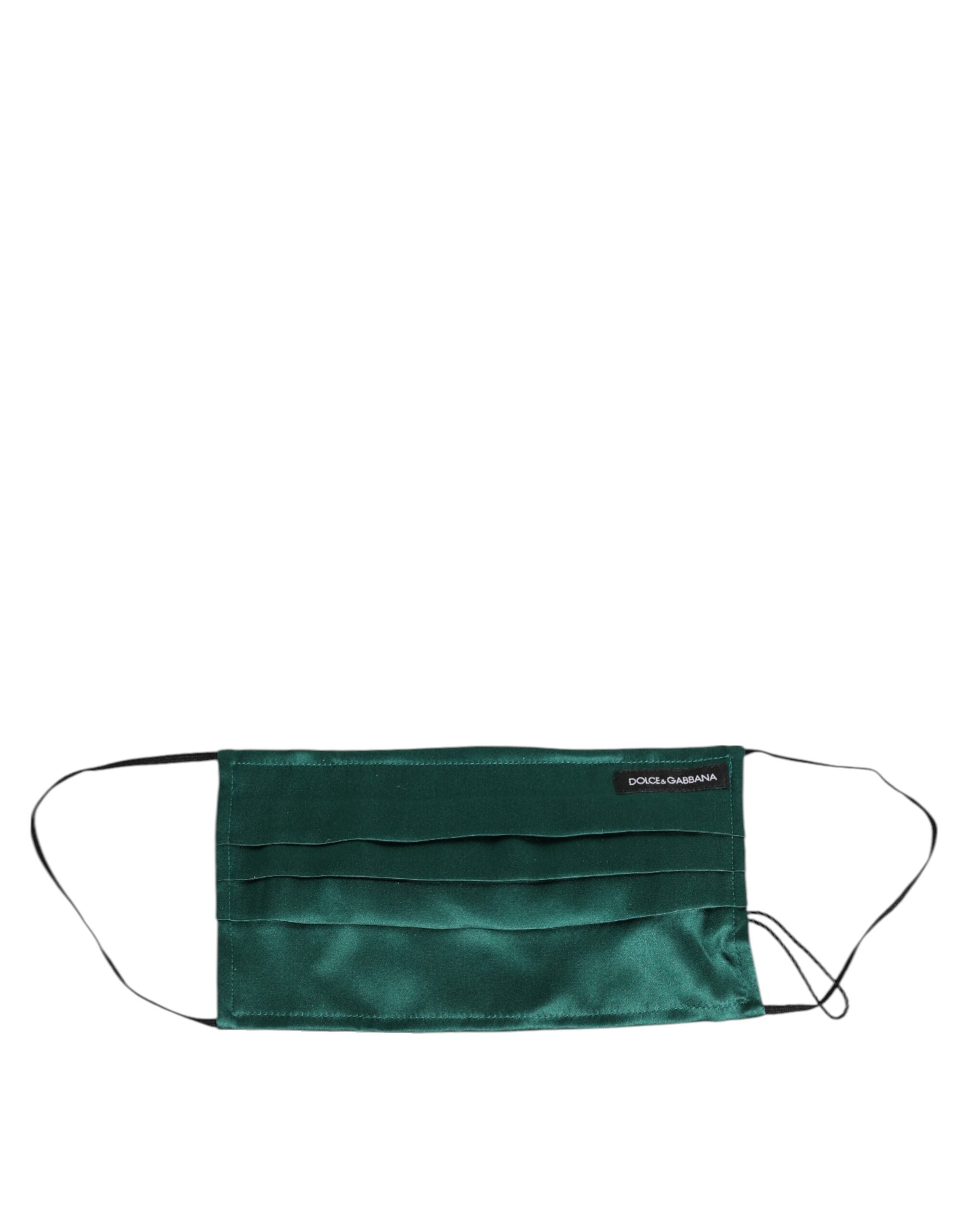 Dolce & Gabbana Dolce & Gabbana Green Silk Pleated Elastic Ear Strap Face  Mask