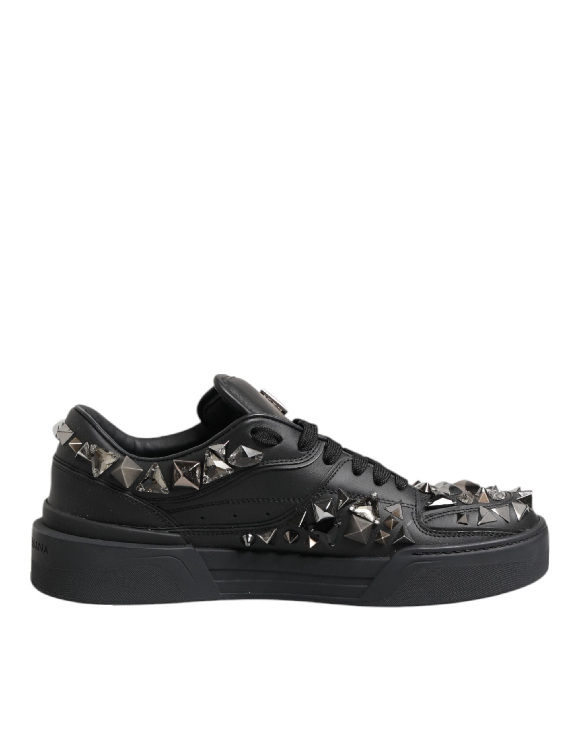 Dolce & Gabbana Black Leather Studded Low Top Sneakers Men's Shoes