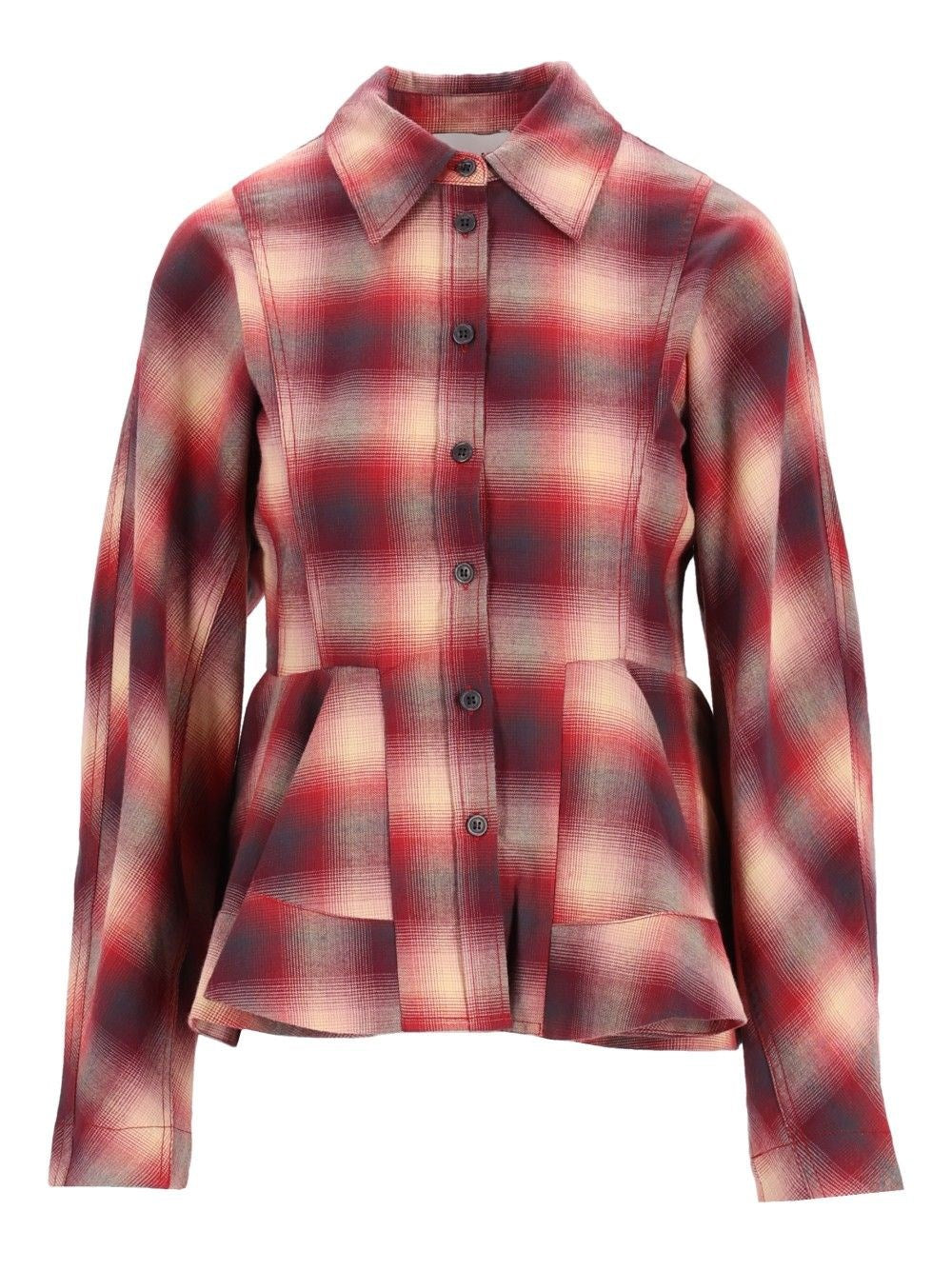 Ganni Women Red Checked Flannel Shirt