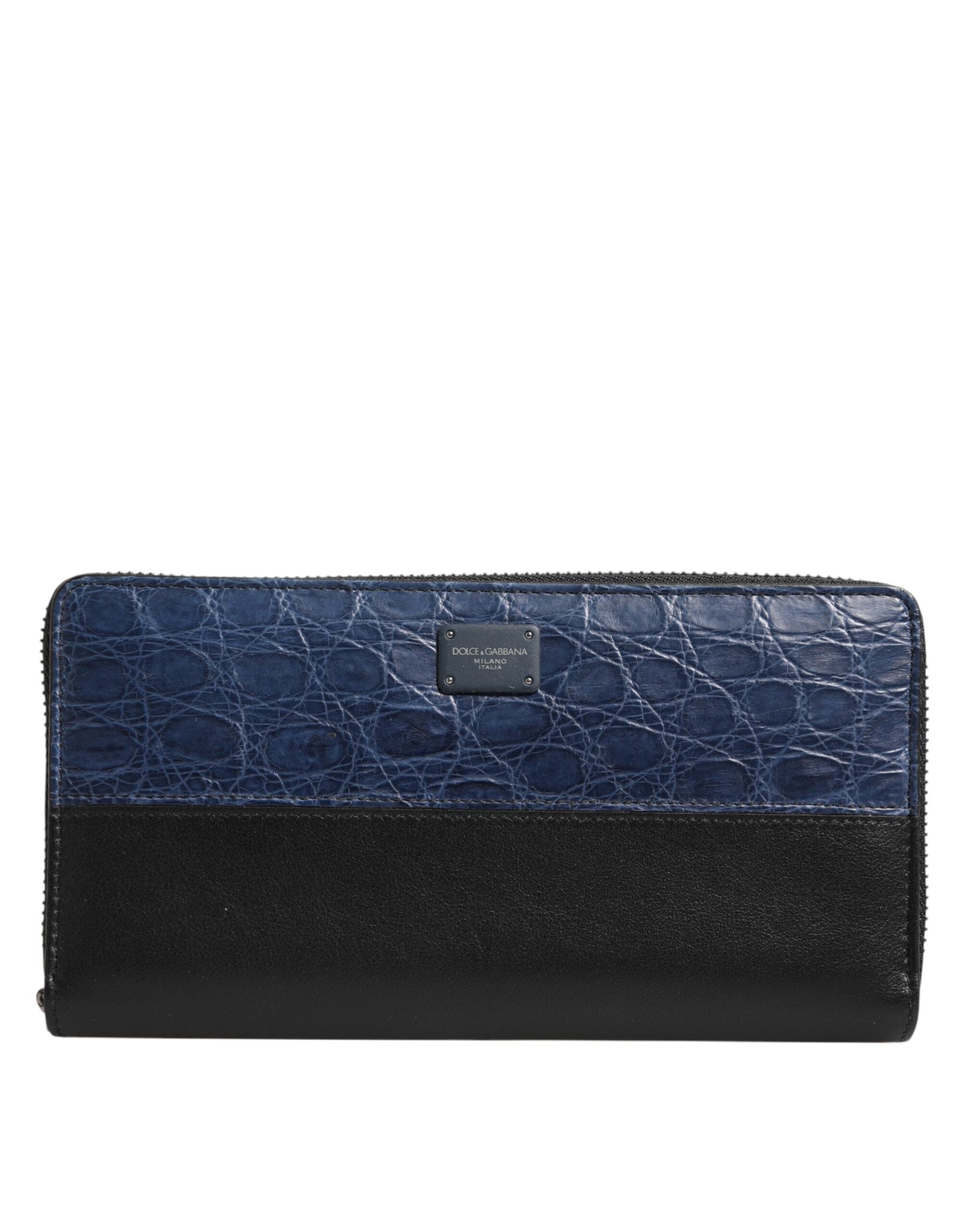Dolce & Gabbana Dolce & Gabbana Black Blue Exotic Leather Men Continental Clutch Men's Wallet
