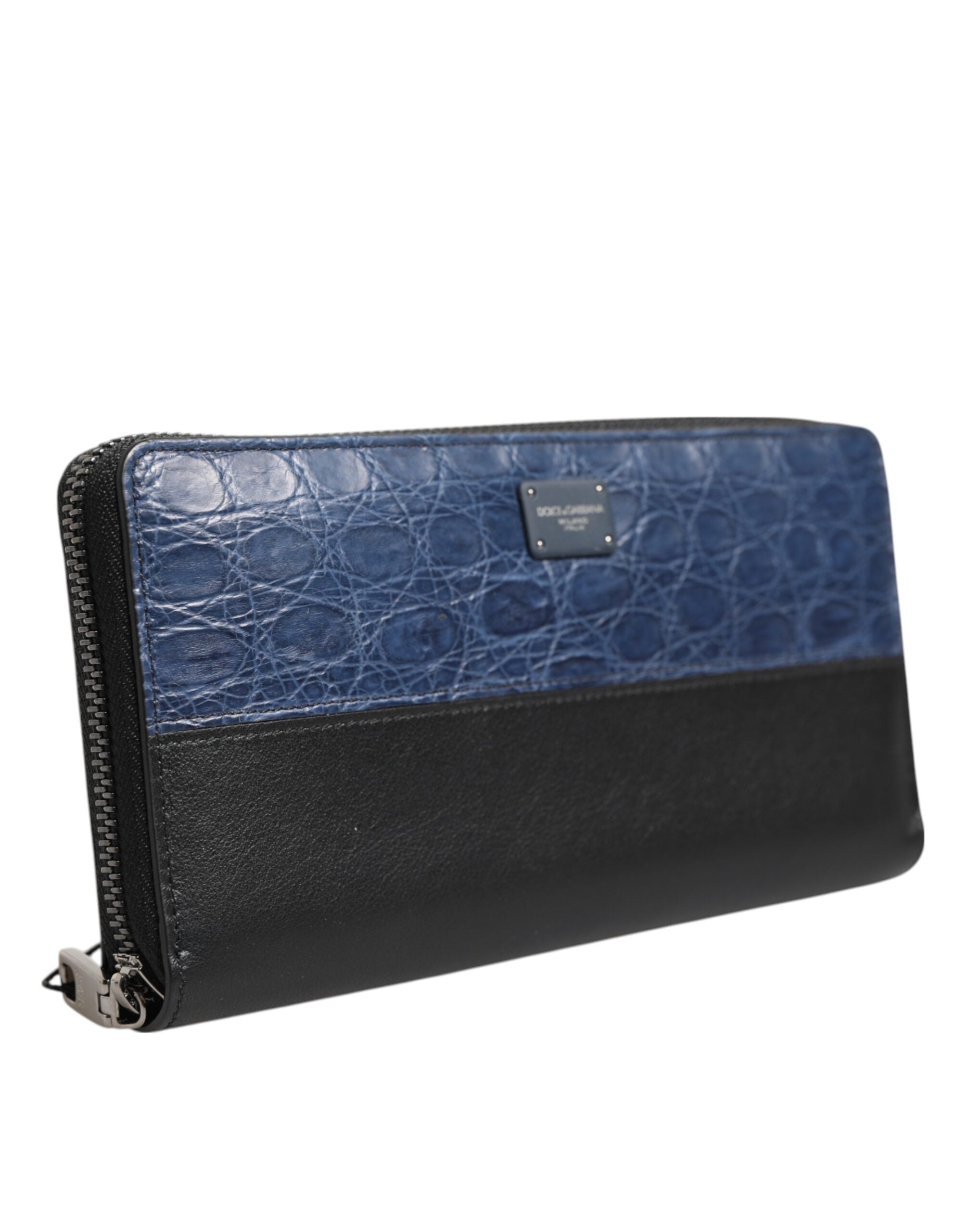 Dolce & Gabbana Dolce & Gabbana Black Blue Exotic Leather Men Continental Clutch Men's Wallet