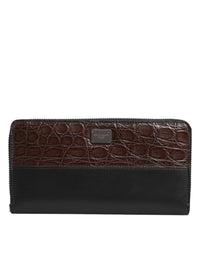 Dolce & Gabbana Dolce & Gabbana Black Brown Exotic Leather Men Continental Clutch Men's Wallet