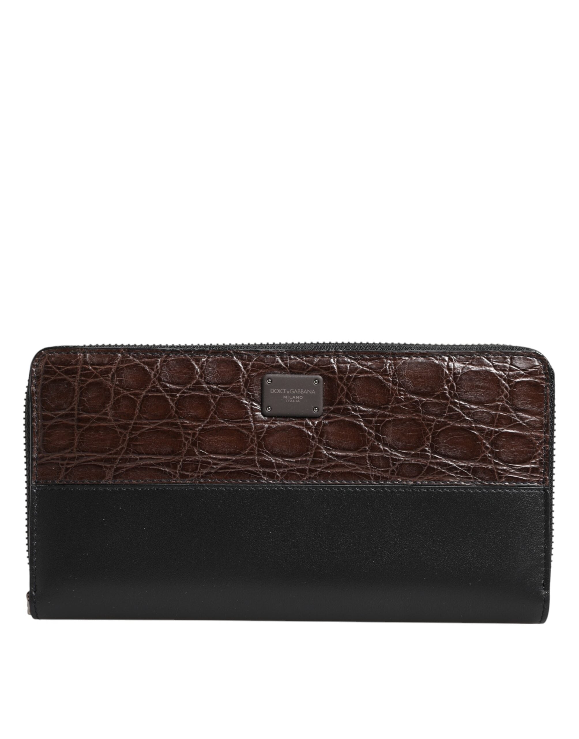 Dolce & Gabbana Dolce & Gabbana Black Brown Exotic Leather Men Continental Clutch Men's Wallet