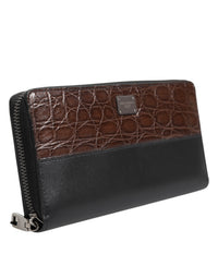 Dolce & Gabbana Dolce & Gabbana Black Brown Exotic Leather Men Continental Clutch Men's Wallet