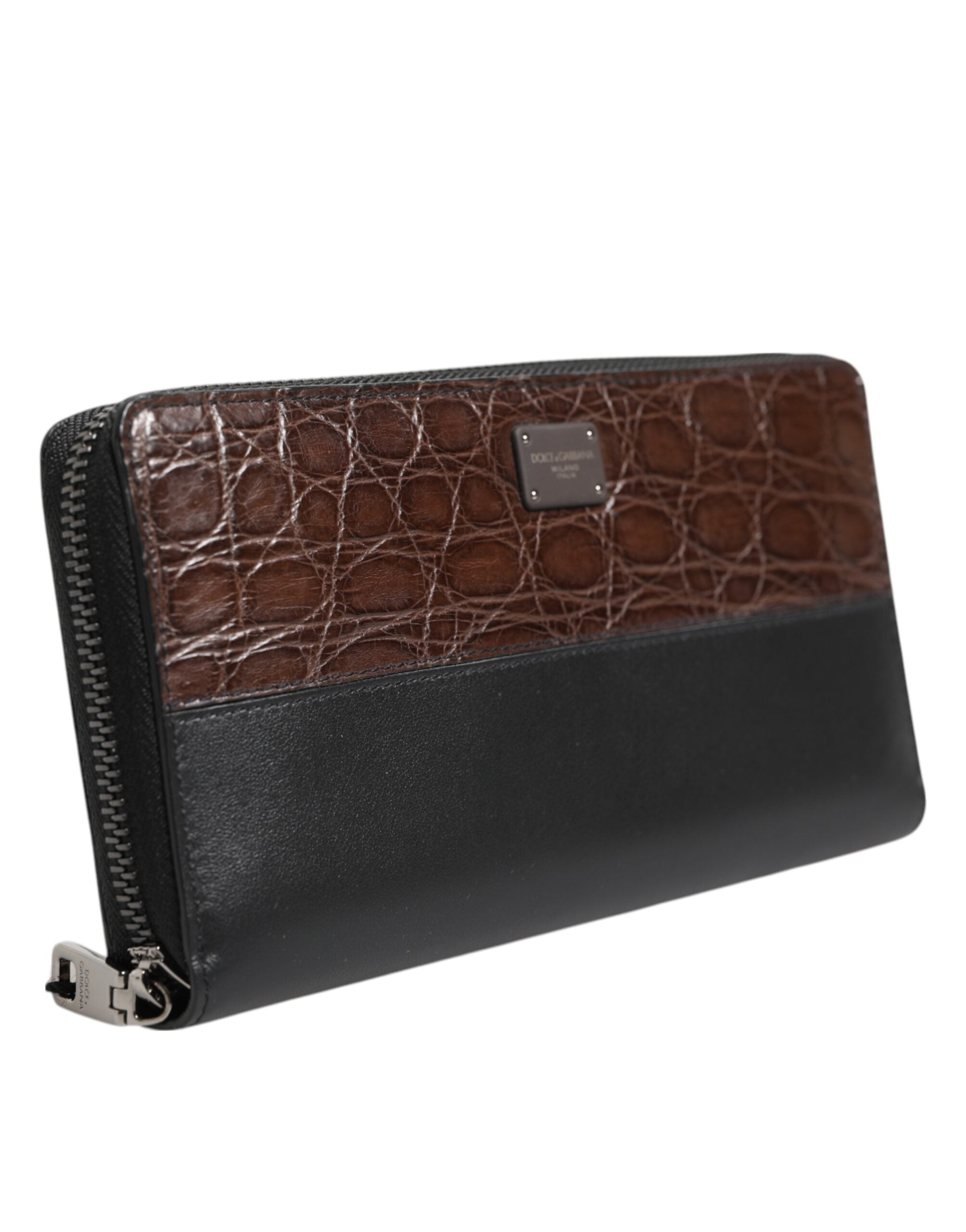 Dolce & Gabbana Dolce & Gabbana Black Brown Exotic Leather Men Continental Clutch Men's Wallet