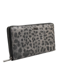 Dolce & Gabbana Dolce & Gabbana Black Gray Leopard Leather Zip Around Continental Men's Wallet