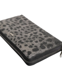 Dolce & Gabbana Dolce & Gabbana Black Gray Leopard Leather Zip Around Continental Men's Wallet