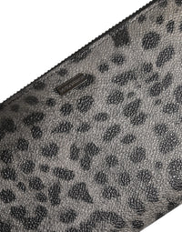 Dolce & Gabbana Dolce & Gabbana Black Gray Leopard Leather Zip Around Continental Men's Wallet