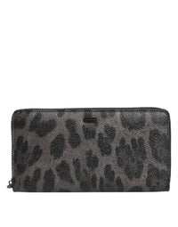 Dolce & Gabbana Dolce & Gabbana Black Gray Leopard Leather Zip Around Continental Men's Wallet