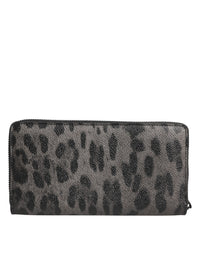 Dolce & Gabbana Dolce & Gabbana Black Gray Leopard Leather Zip Around Continental Men's Wallet