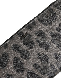 Dolce & Gabbana Dolce & Gabbana Black Gray Leopard Leather Zip Around Continental Men's Wallet