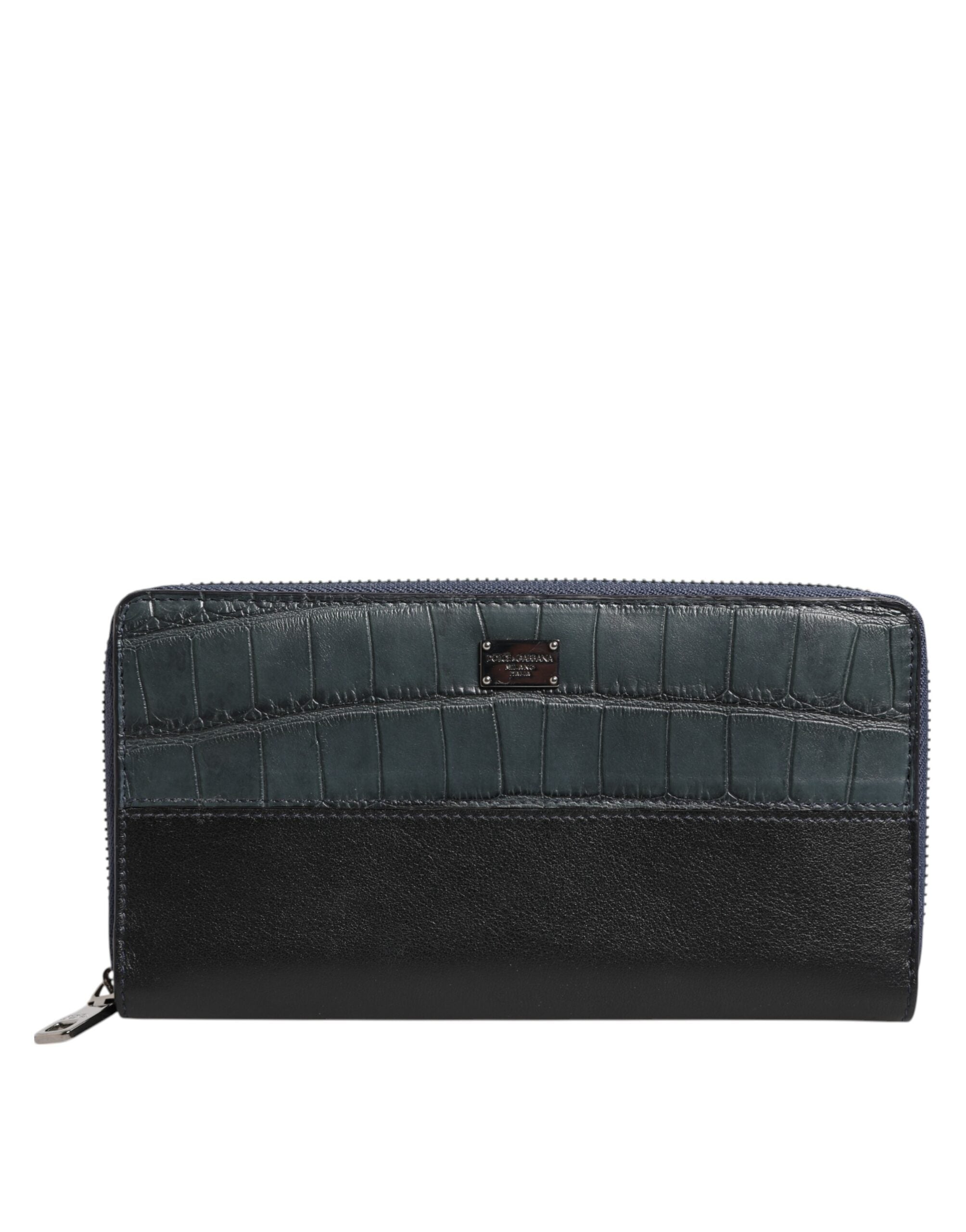 Dolce & Gabbana Dolce & Gabbana Black Blue Exotic Leather Men Continental Clutch Men's Wallet