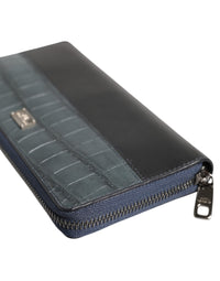Dolce & Gabbana Dolce & Gabbana Black Blue Exotic Leather Men Continental Clutch Men's Wallet