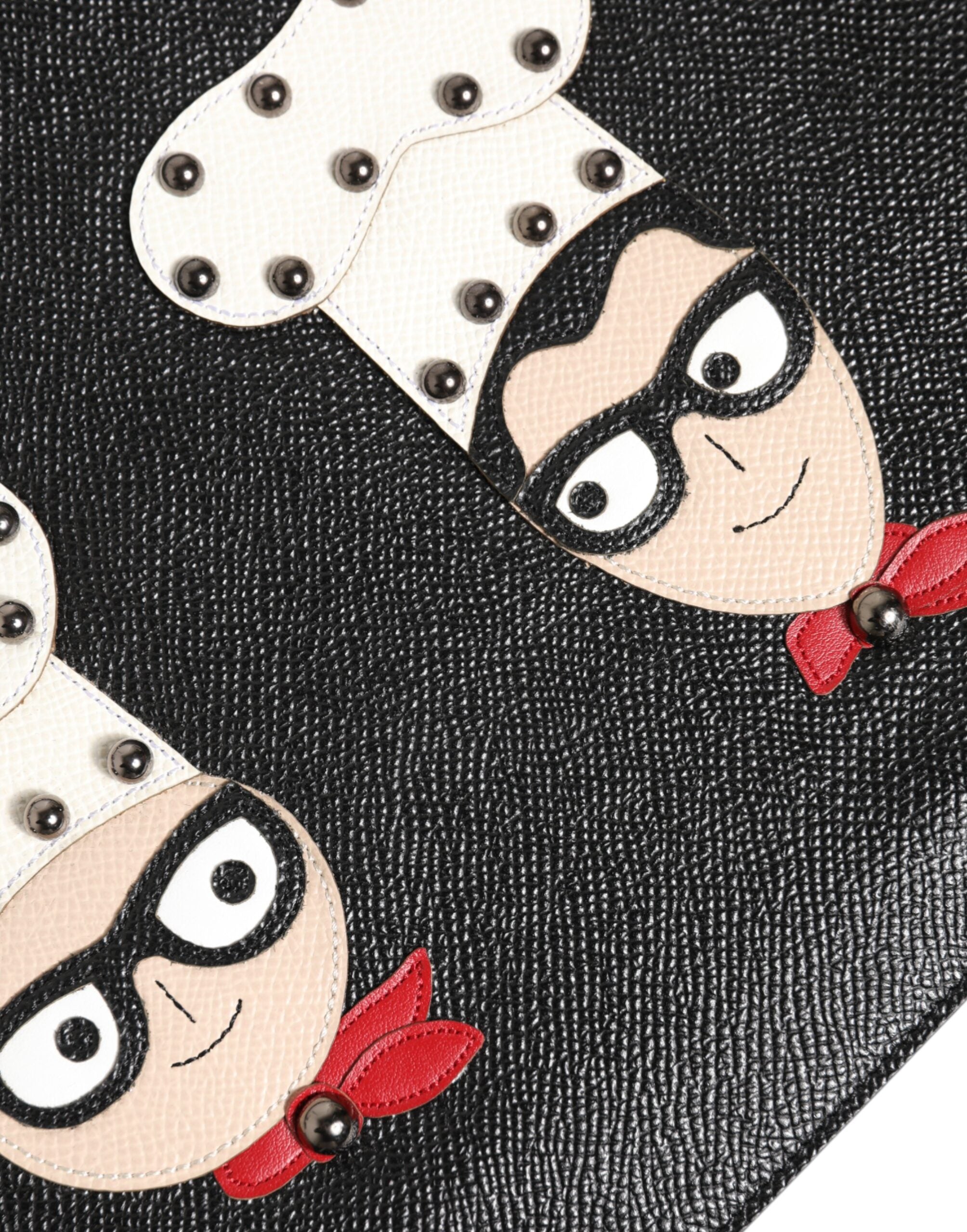 Dolce & Gabbana Dolce & Gabbana Black Leather #DGFAMILY Embellished Men Clutch Pouch Men's Bag