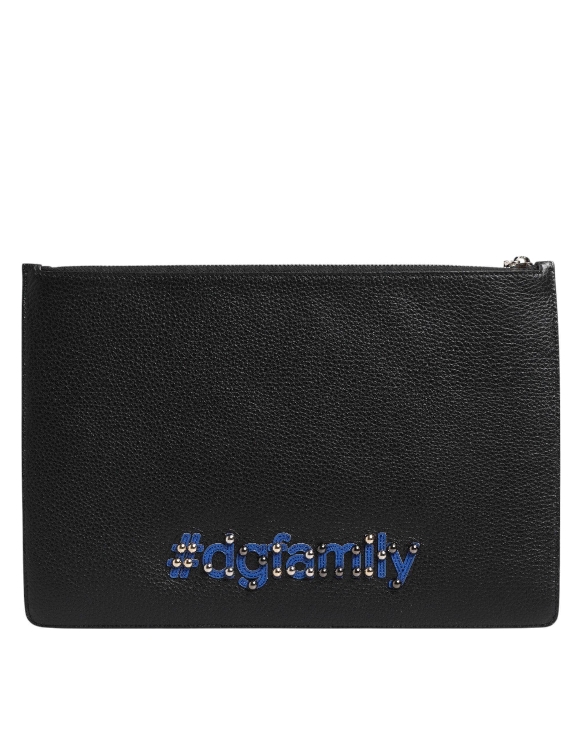 Dolce & Gabbana Dolce & Gabbana Black Leather #DGFAMILY Embellished Men Clutch Pouch Men's Bag
