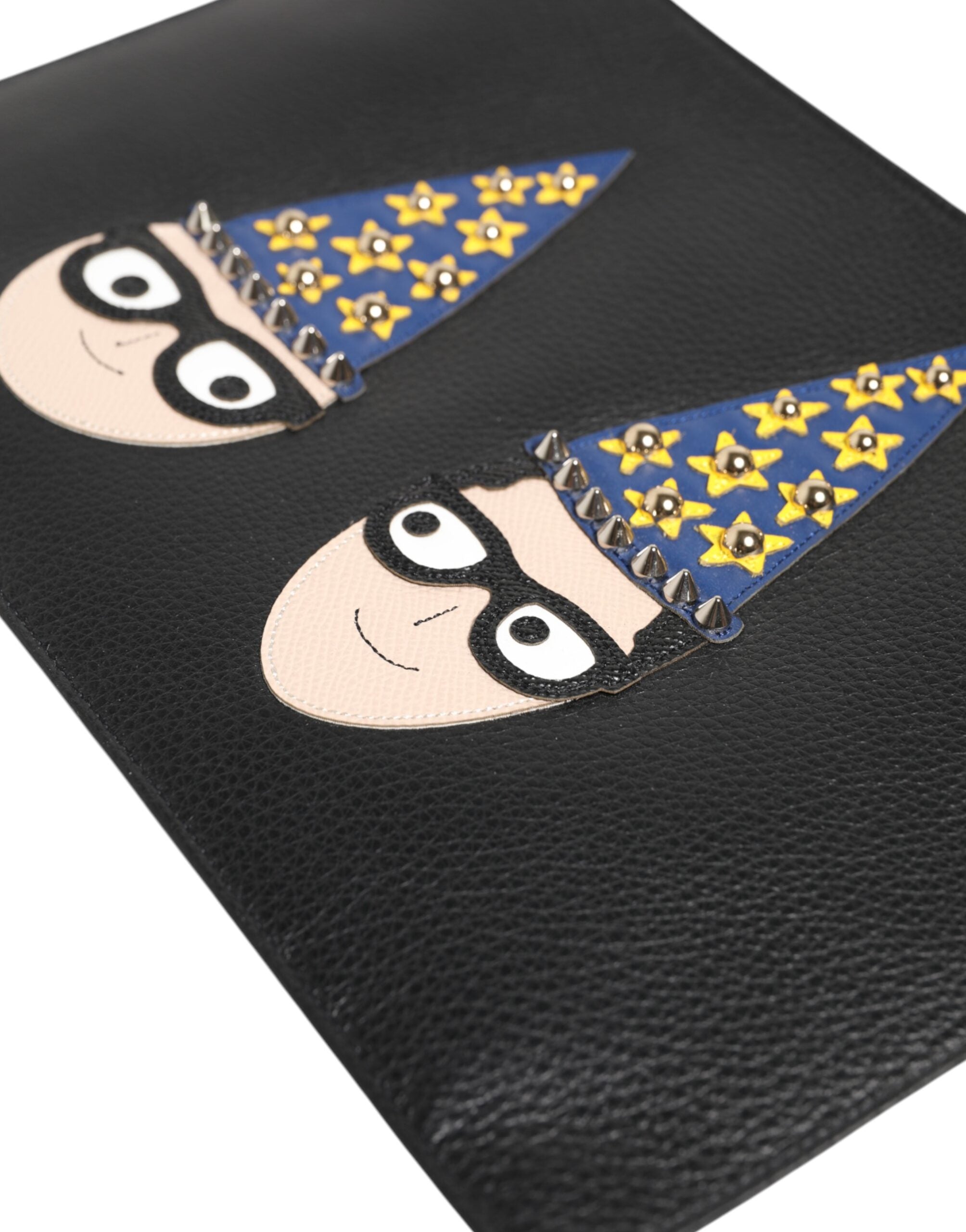 Dolce & Gabbana Dolce & Gabbana Black Leather #DGFAMILY Embellished Men Clutch Pouch Men's Bag