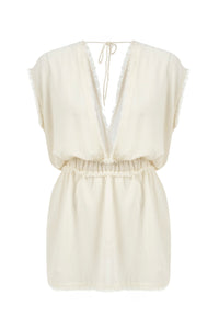 Daphne Ecru Cotton Dress