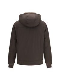 Brunello Cucinelli Men Nylon Down Jacket With Removable Hood