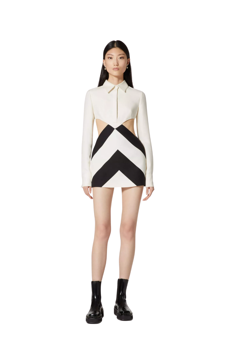 Valentino Garavani Valentino Garavani Strhype Crepe Couture Short Dress Avorio/nero 3B0Va61287U_0An
