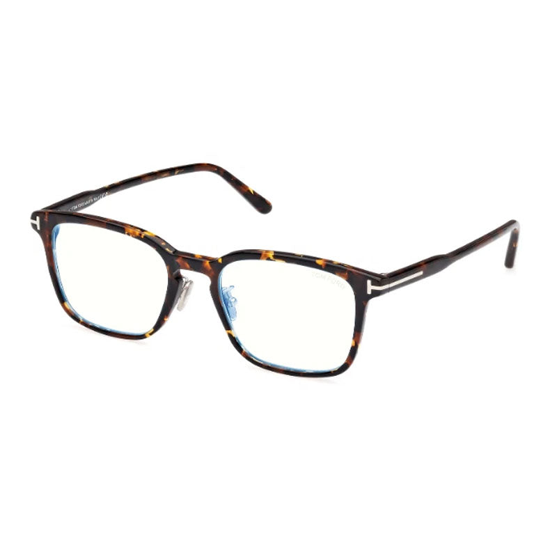 Tom Ford Eyeglasses Square Full Rim, Havana Frame and Clear/Blue-Light Block Lenses Lens FT5928-D-B056