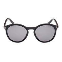 Tom Ford Sunglasses Round Full Rim, Shiny Black Frame and Smoke Polarized Lens FT1021-N01D