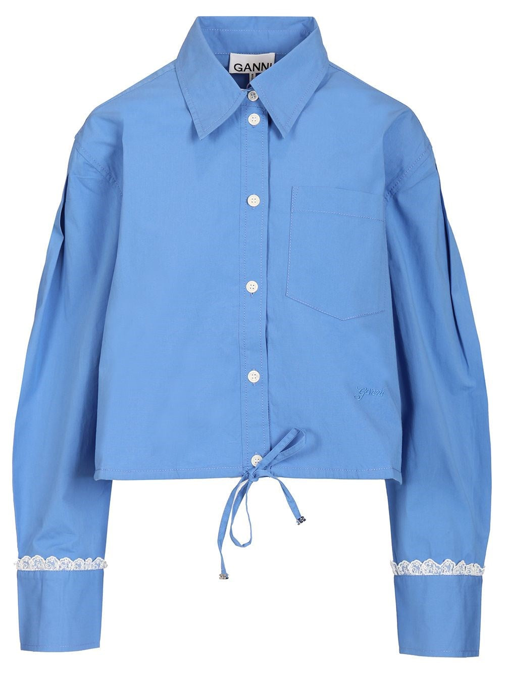 Ganni Women Cotton Shirt With Lace Details