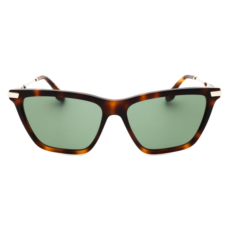 Victoria Beckham Sunglasses Cat Eye Full Rim, Havana/Gold Frame and Green Lens VB663S215