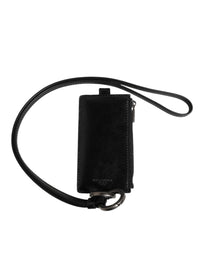 Dolce & Gabbana Dolce & Gabbana Black Leather Logo Embossed Lanyard Card Holder Men's Wallet