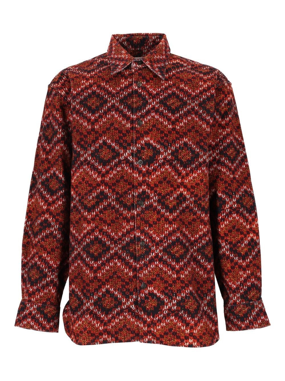 Dries Van Noten Men Printed Velvet Shirt