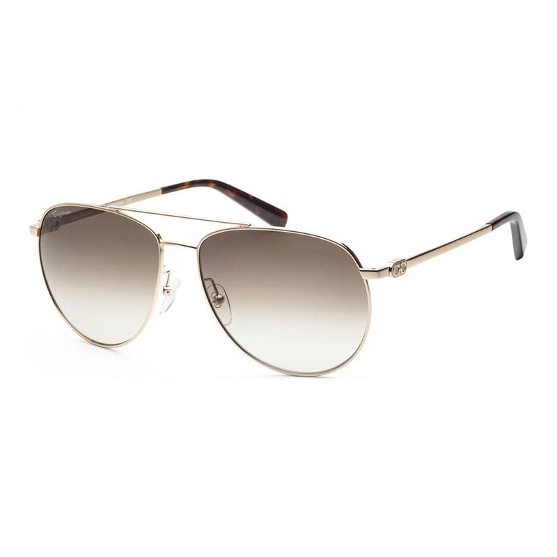 Salvatore Ferragamo Sunglasses Aviator Full Rim, Dark Gunmetal Frame and Blue Lens SF157S015
