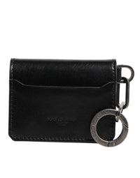 Dolce & Gabbana Dolce & Gabbana Men's Black Leather Logo Embossed Key Chain Card Holder Men's Wallet