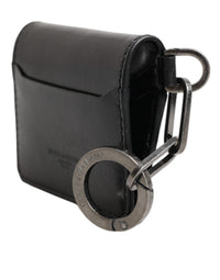 Dolce & Gabbana Dolce & Gabbana Men's Black Leather Logo Embossed Key Chain Card Holder Men's Wallet