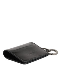 Dolce & Gabbana Dolce & Gabbana Men's Black Leather Logo Embossed Key Chain Card Holder Men's Wallet