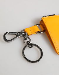 Dolce & Gabbana Dolce & Gabbana Yellow Orange Leather Credit Card Key Holder Clip On Men's Wallet