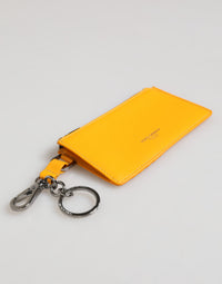 Dolce & Gabbana Dolce & Gabbana Yellow Orange Leather Credit Card Key Holder Clip On Men's Wallet