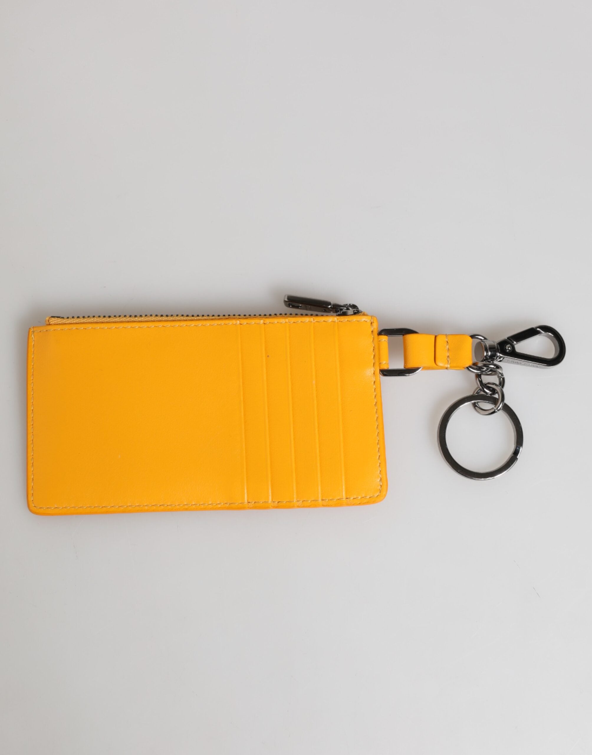 Dolce & Gabbana Dolce & Gabbana Yellow Orange Leather Credit Card Key Holder Clip On Men's Wallet