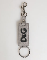 Dolce & Gabbana Dolce & Gabbana Gray Leather Logo Metal Ring Keychain Holder Men Men's Keyring