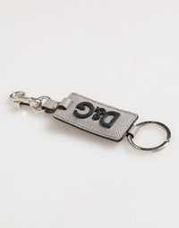 Dolce & Gabbana Dolce & Gabbana Gray Leather Logo Metal Ring Keychain Holder Men Men's Keyring