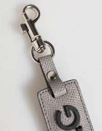 Dolce & Gabbana Dolce & Gabbana Gray Leather Logo Metal Ring Keychain Holder Men Men's Keyring