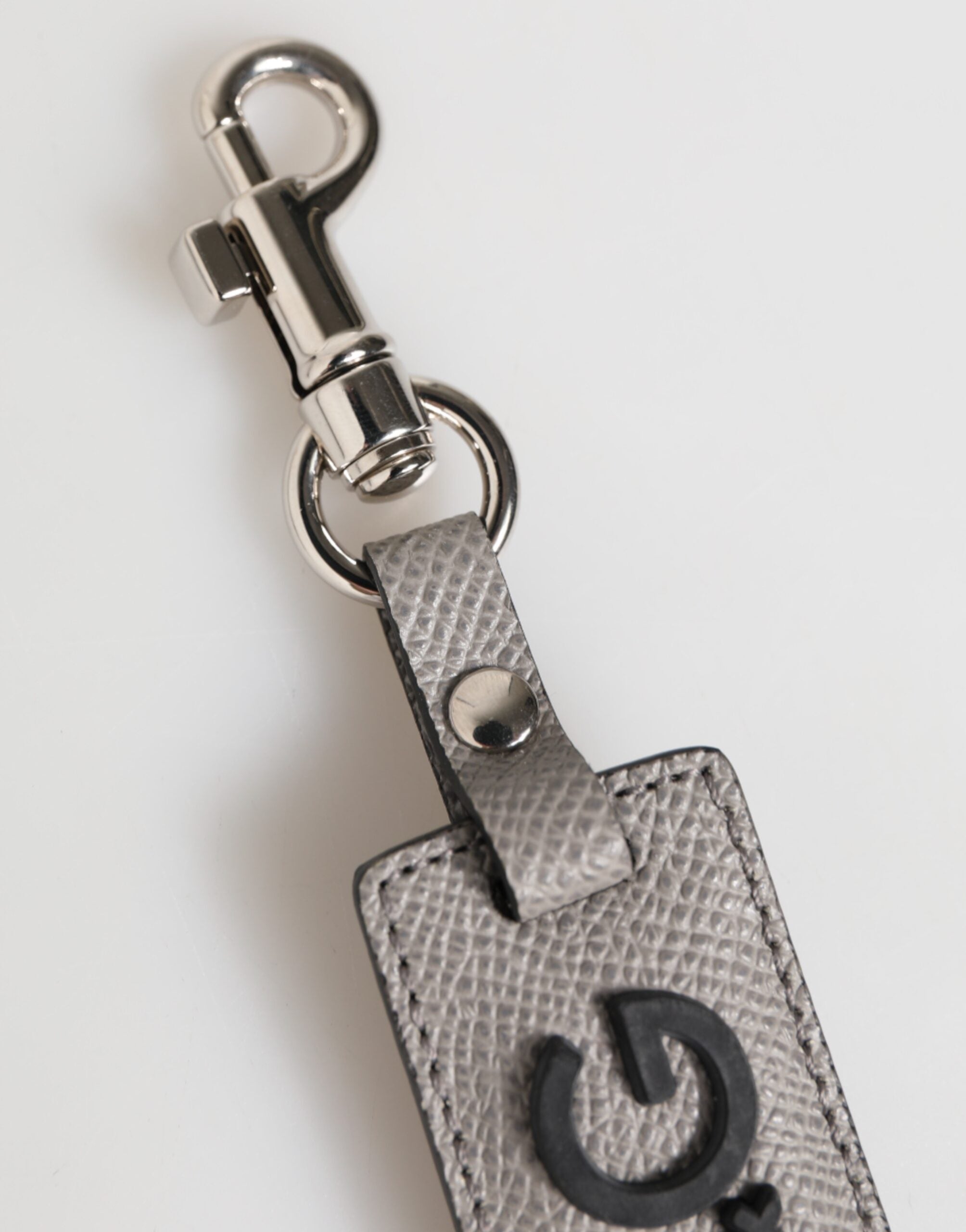 Dolce & Gabbana Dolce & Gabbana Gray Leather Logo Metal Ring Keychain Holder Men Men's Keyring