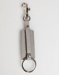 Dolce & Gabbana Dolce & Gabbana Gray Leather Logo Metal Ring Keychain Holder Men Men's Keyring