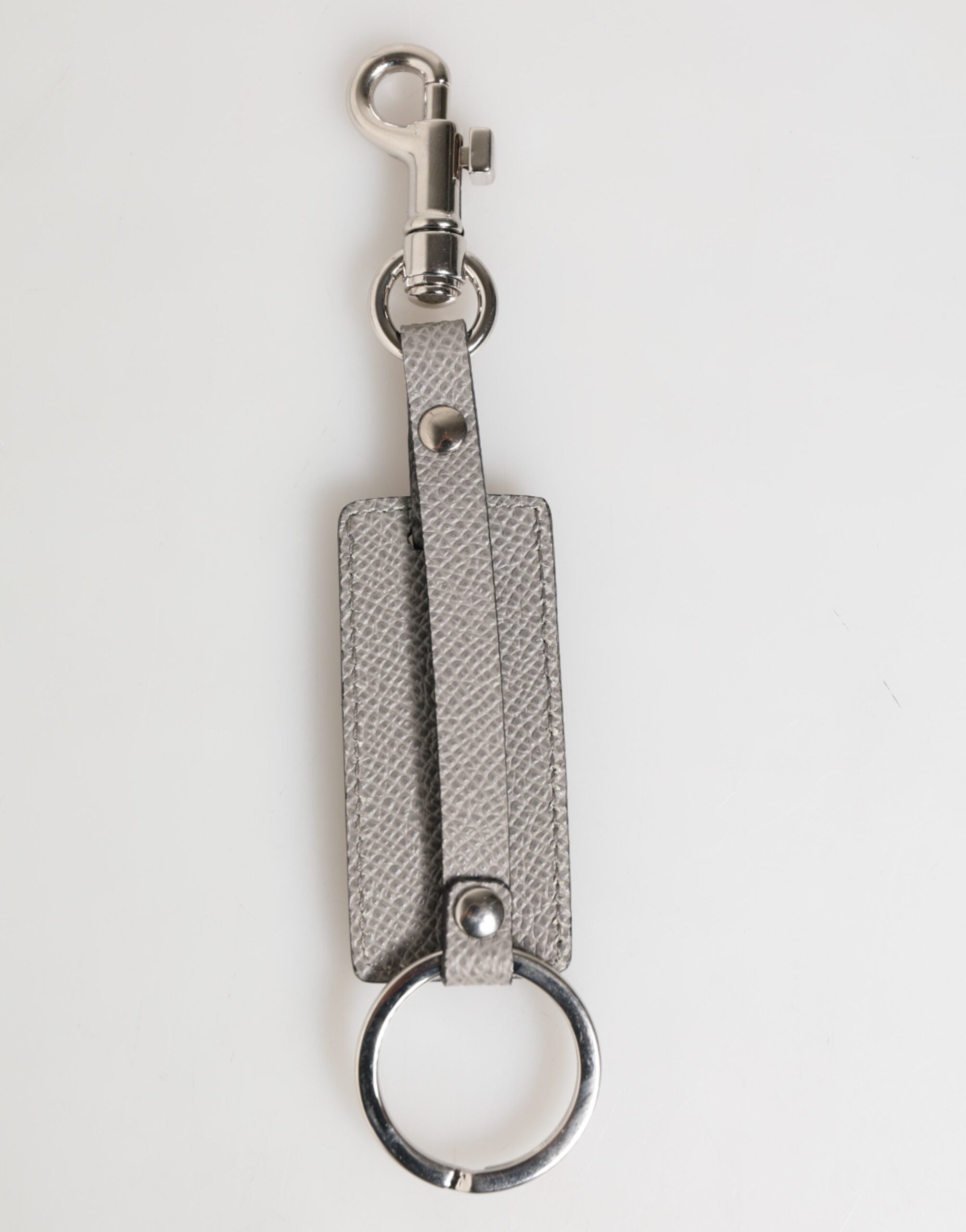 Dolce & Gabbana Dolce & Gabbana Gray Leather Logo Metal Ring Keychain Holder Men Men's Keyring