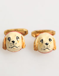 Dolce & Gabbana Dolce & Gabbana Brass Gold Tone Dog Puppy Men's Accessories Men's Cufflink