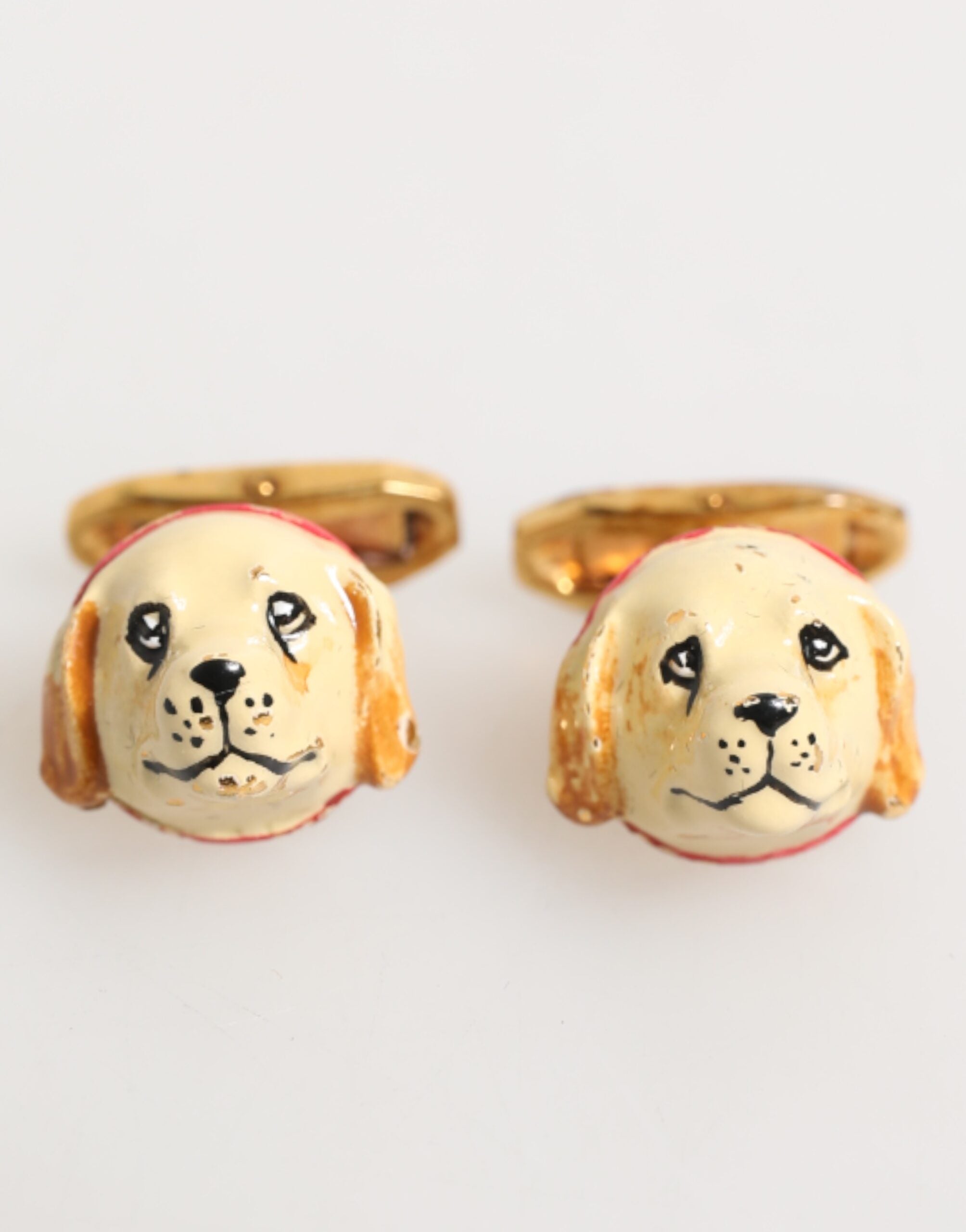 Dolce & Gabbana Dolce & Gabbana Brass Gold Tone Dog Puppy Men's Accessories Men's Cufflink